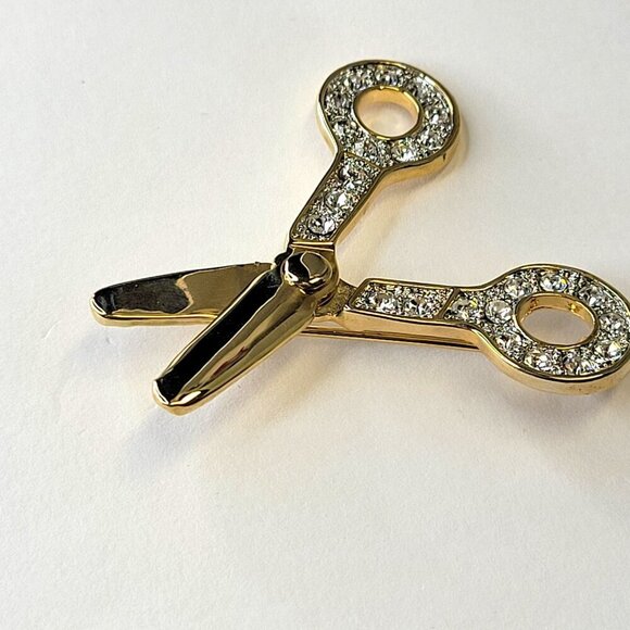 Gold Tone Scissors Brooch - Picture 2 of 11